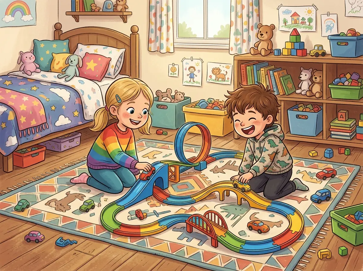 Kit de ferramentas de brinquedo e carrinhos coloridos organizados para meninos de 3 a 4 anos