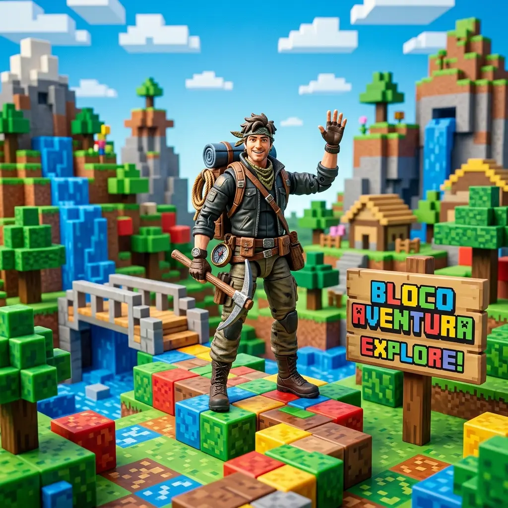 Criança brincando com boneco de ação do Minecraft, um dos melhores brinquedos Minecraft para presentear no Natal